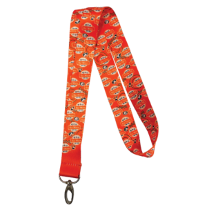 Orange Bill Miller Lanyard with logo and animals on repeat